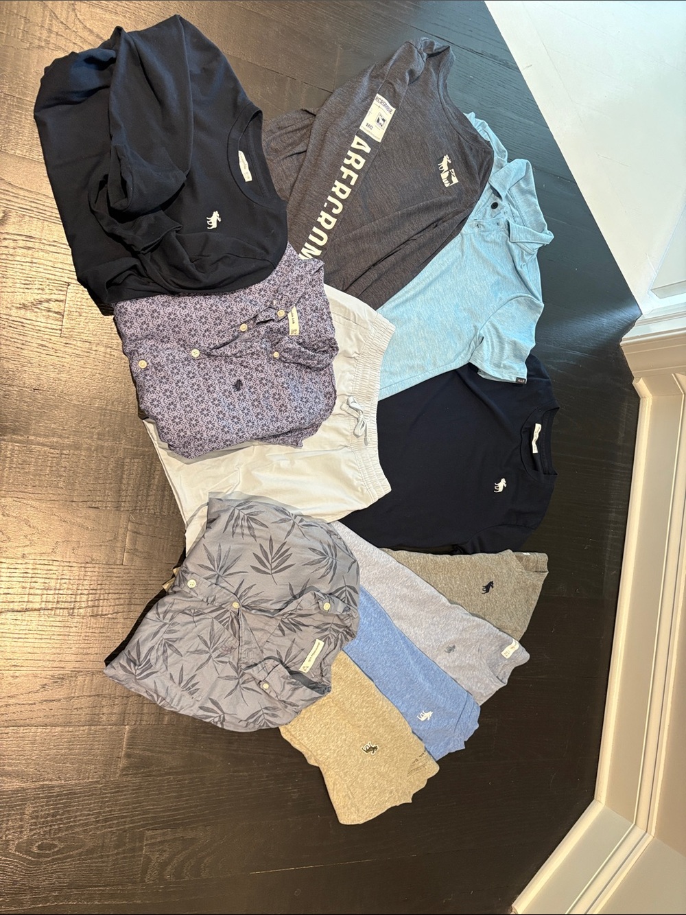 Abercrombie & Fitch Boys Multi-Color Shirt Lot - Navy, Gray, Light Blue, Black